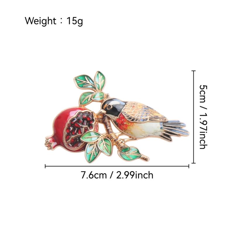 Schöne Vogel- und Granatapfel-Broschen für Damen Unisex Schöne Tier-Früchte-Blumen Party Lässige Broschen-Pins Geschenke