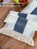 Cotton And Linen Splicing With Tassel Table Flag, Holiday Wedding Decoration, Long Strip Cloth, Two Tone Bed Tail Scarf