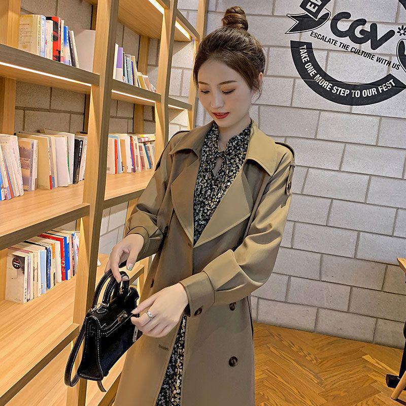 Damen Herbst Midilanger Trenchcoat - 2025 Schlankmachende Überknie-Übergröße Jacke