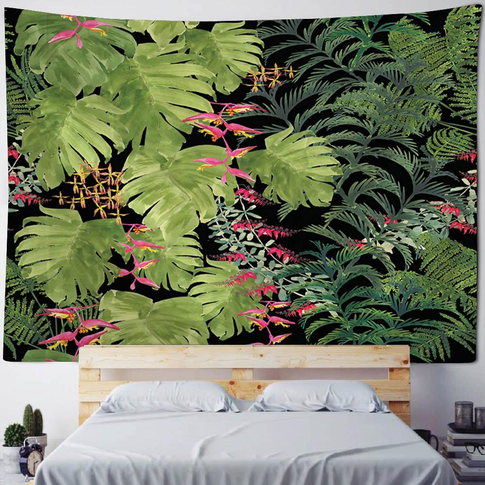Bohemian Style Tapestry, Tropical Plant Art Wall Hanging, Psychedelic Home Background Decoration, Available In Various Sizes