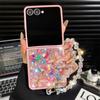 Luxury Glitter Phone Case for Samsung Galaxy Z Flip 7 FE 6 5 4 3 Flip7 Cartoon Butterfly Crystal Stone Bling Wrist Strap Cover