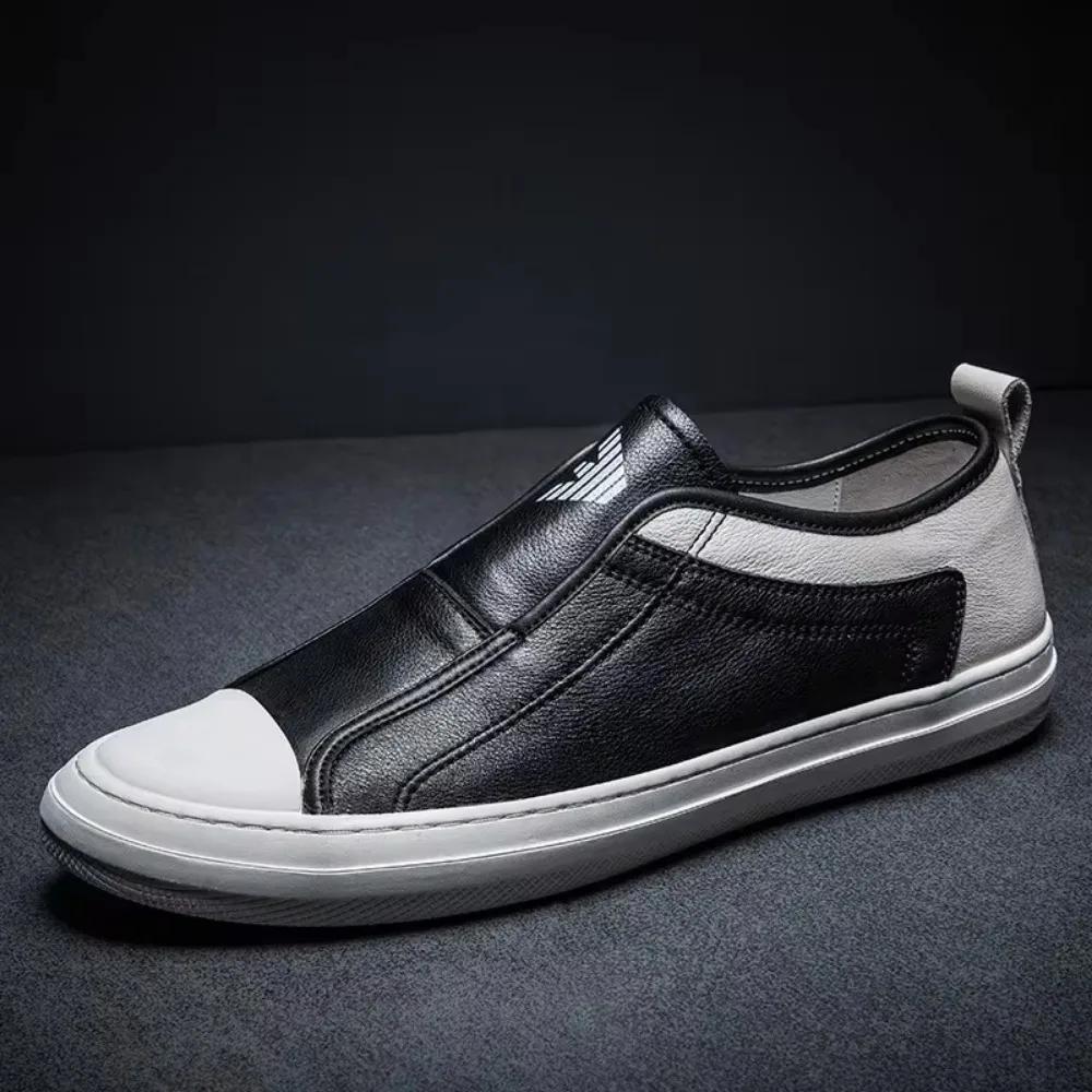 Men's Leather Casual Shoes Cowhide Designer Loafers Men New All-match Tide Shoes  Breathable Leather Business Casual Shoes Man