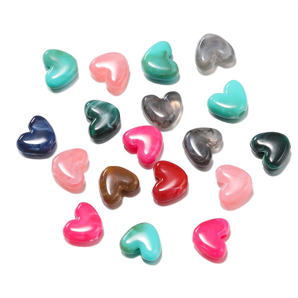 50pcs/Lot 8mm Acrylic Heart Bead Imitation Stone Loose Spacer Beads for DIY Bracelet Necklace Jewelry Making Accessories