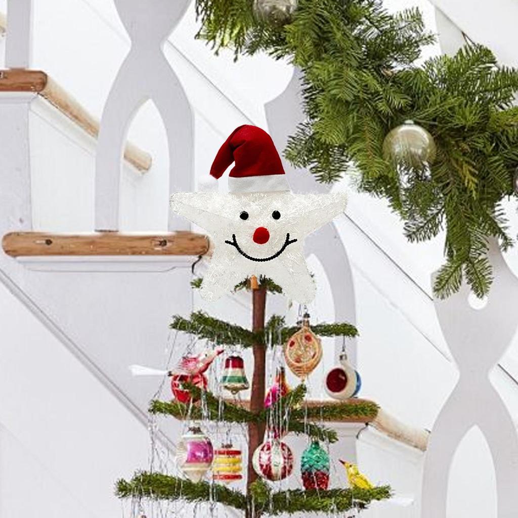 Light Up Star For Christmas Tree Five-Pointed Star Lighted Tree Topper Holiday Ornament Indoor Home Decoration For Bedroom