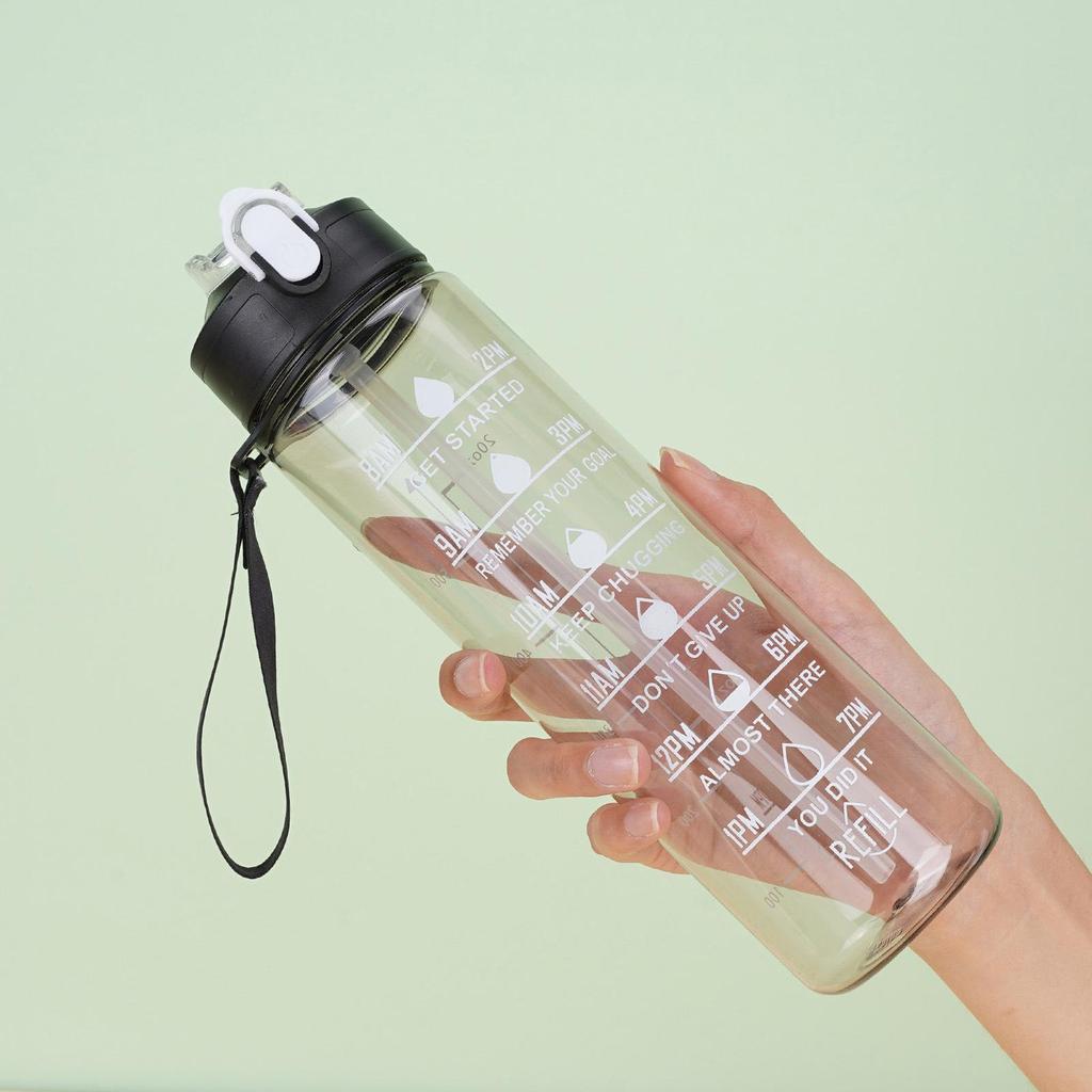 Gradient Color Large Capacity Leakproof Sports Water Bottle with Straw