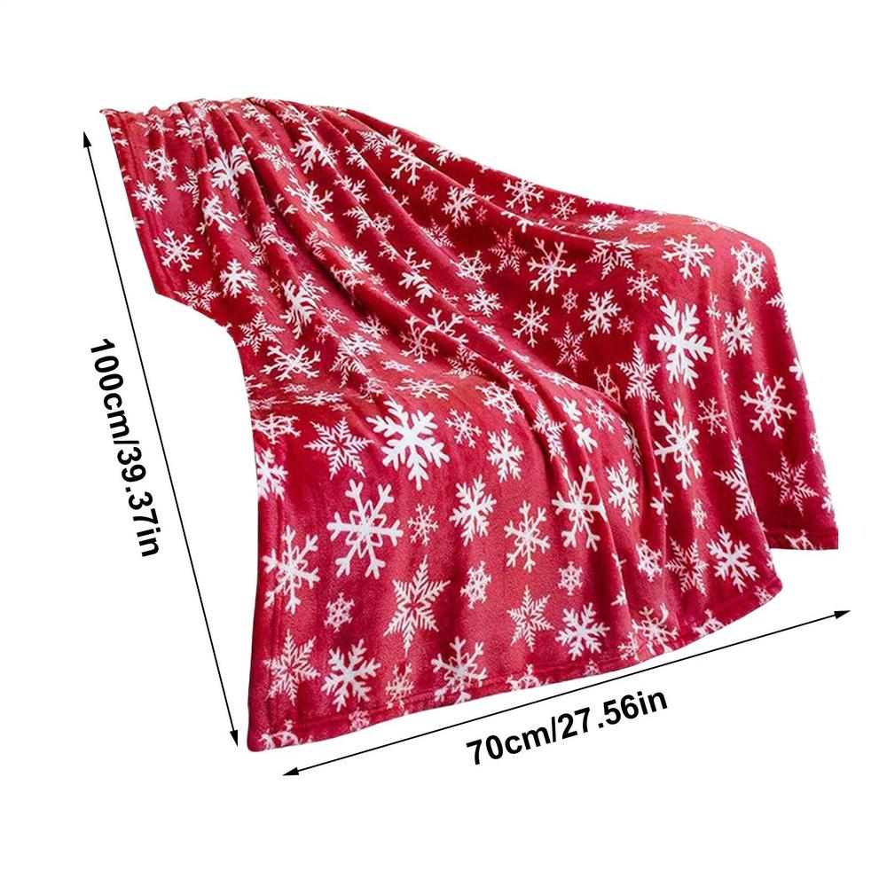 Christmas Throw Blanket 100x70cm Flannel Fleece Snowflake Pattern Warm Soft Bed Sofa Blanket Couch Decor for Bedroom Office Home