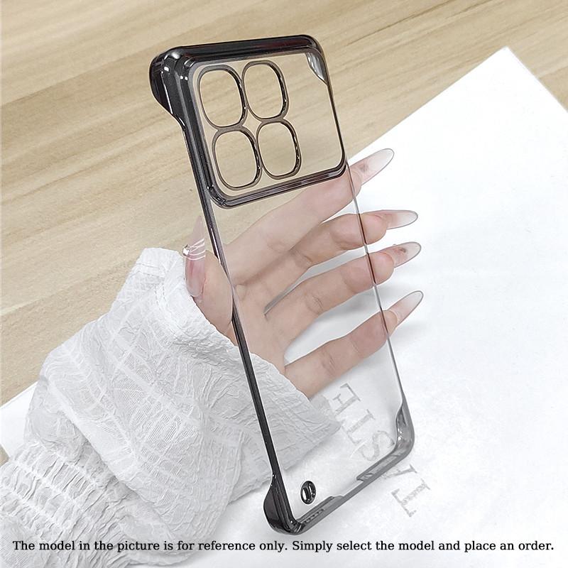 Plating Frameless Transparent Phone Case For Xiaomi Redmi K80 Pro Champion Shockproof Bumper Colorful Hard Shell Protective Back Cover