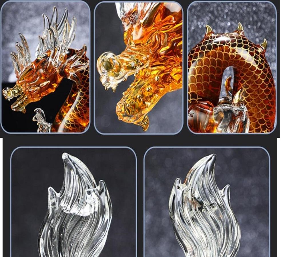 Dragon shaped Chinese Zodiac whiskey decanter Glass Alcohol Bottle for Liquor Scotch Bourbon Gifts for Men Him 1000ML