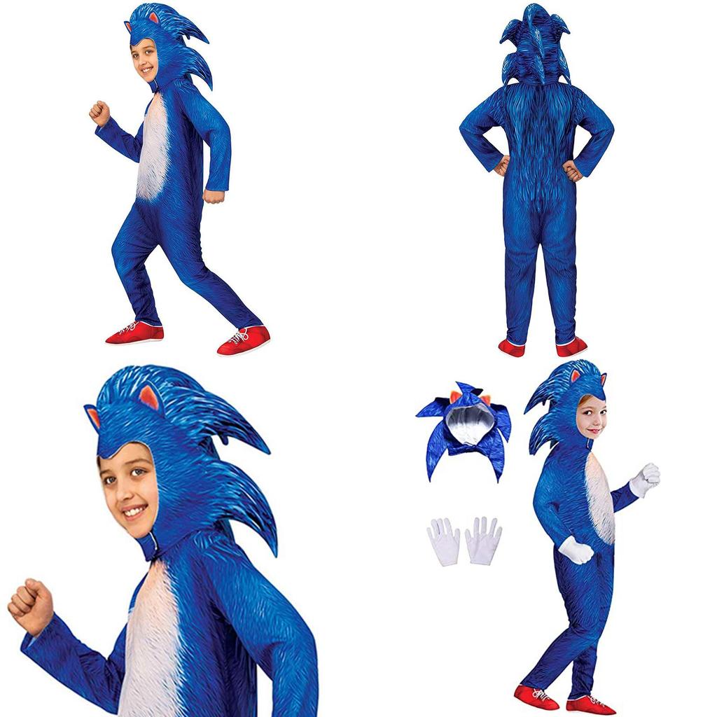 Sonic Cosplay Costume Jumpsuit For Kids Halloween Role Play