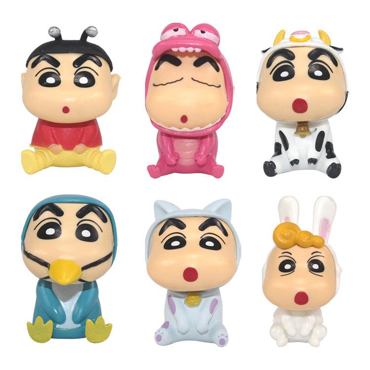 

6 шт. аниме карандаш фигурки ShinChan Nohara Shinnosuke фигурку животного серии автомобиль настольные украшения детский подарок на день рождения 6PCS-no box
