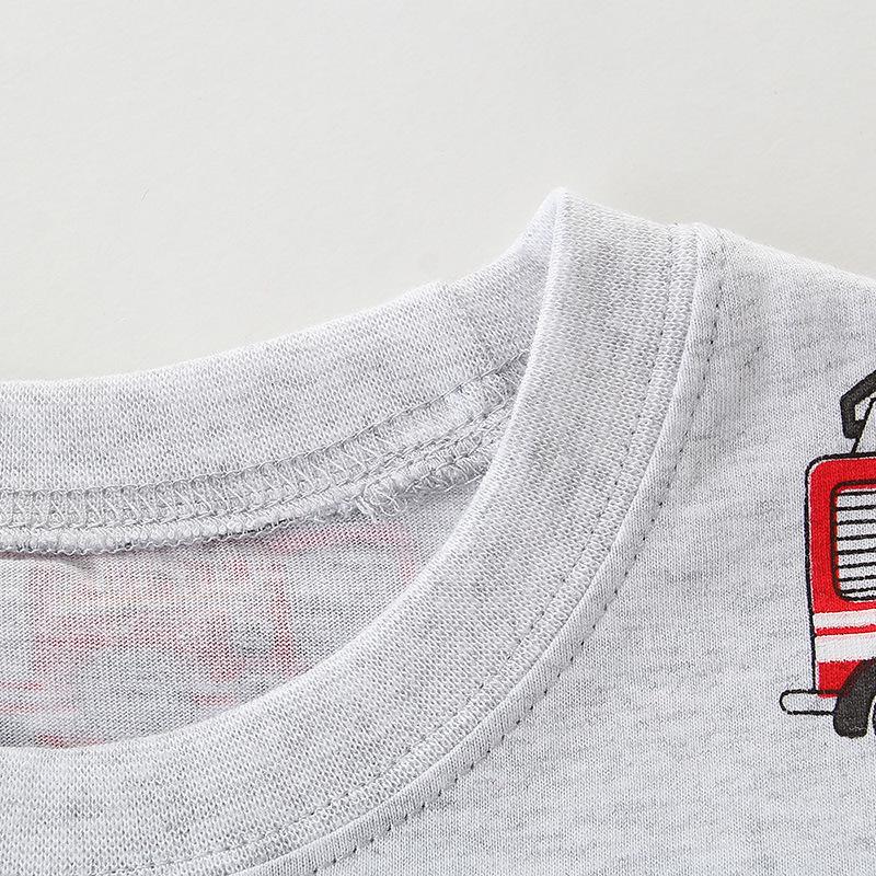Kurzärmliges T-Shirt mit Rundhalsausschnitt und Cartoon-Motiv im europäischen und amerikanischen Stil für Jungen – Neu im Sommer