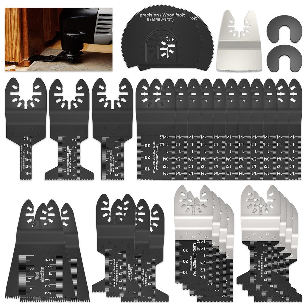 31pcs Multitool Blades High Carbon Steel Mix Oscillating Saw Blades Quick Release Oscillating Tool Accessories Universal Cutting