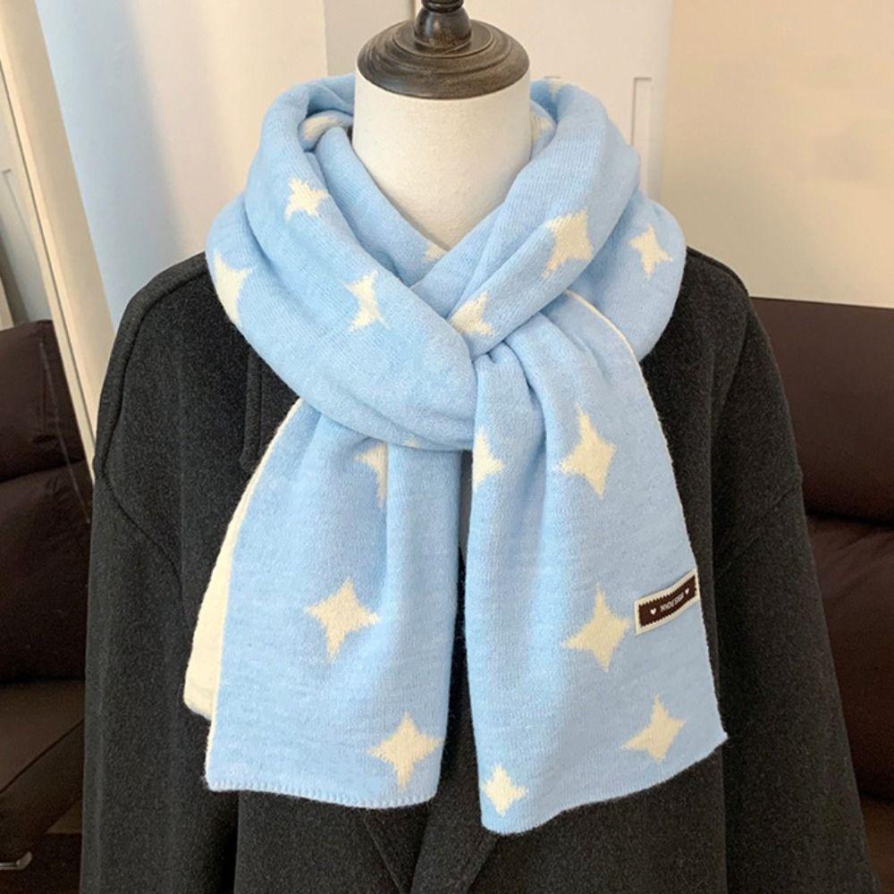 Soft Star Pattern Neckerchief Korean Style Cashmere Knitted Shawl Women Winter Scarf  Autumn Winter