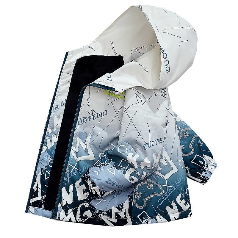 Boys Kids Fleece Lined Windproof Outdoor Hiking Jacket Coat