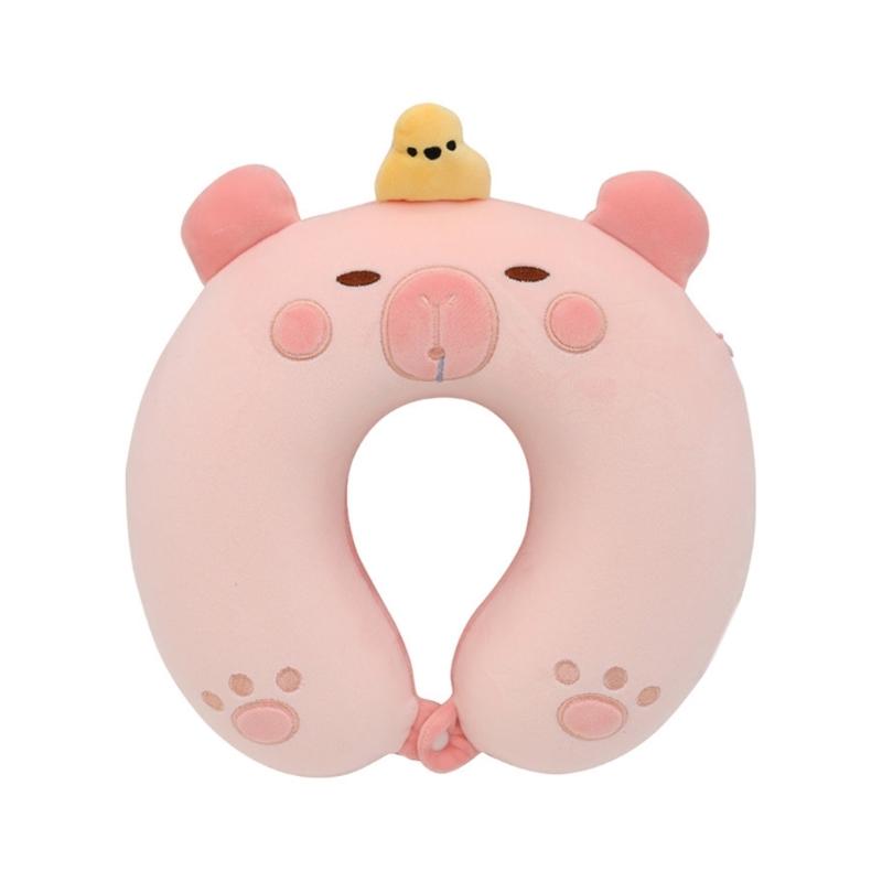 

Capybaras Travel Pillow, Memory Foam Head Neck Pillow, Portable Travel Cervical Pillow for Car Airplanes Office for Dorm