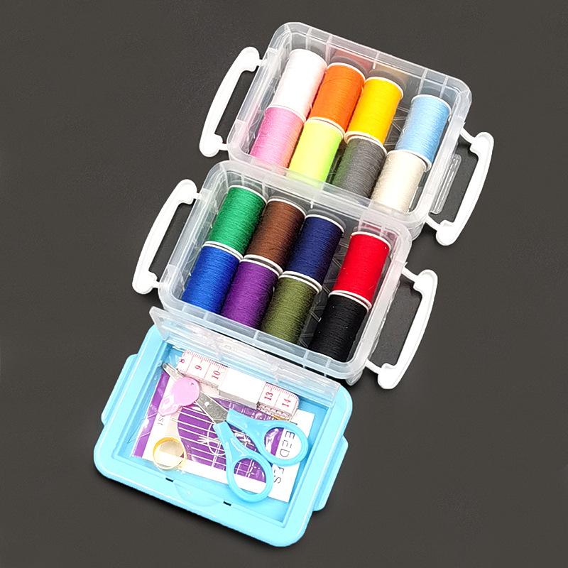 Home Storage Sewing Box Set Dormitory Double Layer Sewing Box Treasure Box Sewing Kit Sewing and Mending Tools