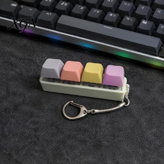 Sensory Fidget Gadget 3/4-Keys Keyboard Toy, Stress Relief Push Button Finger Students Focus Aid Clicker Keychain, Pocket Size Mechanical