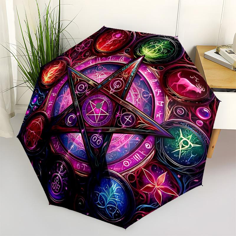

1pc Mystic Symbols Automatic Folding Umbrella. Portable collapsible design, Best birthday festival gift yy250924120