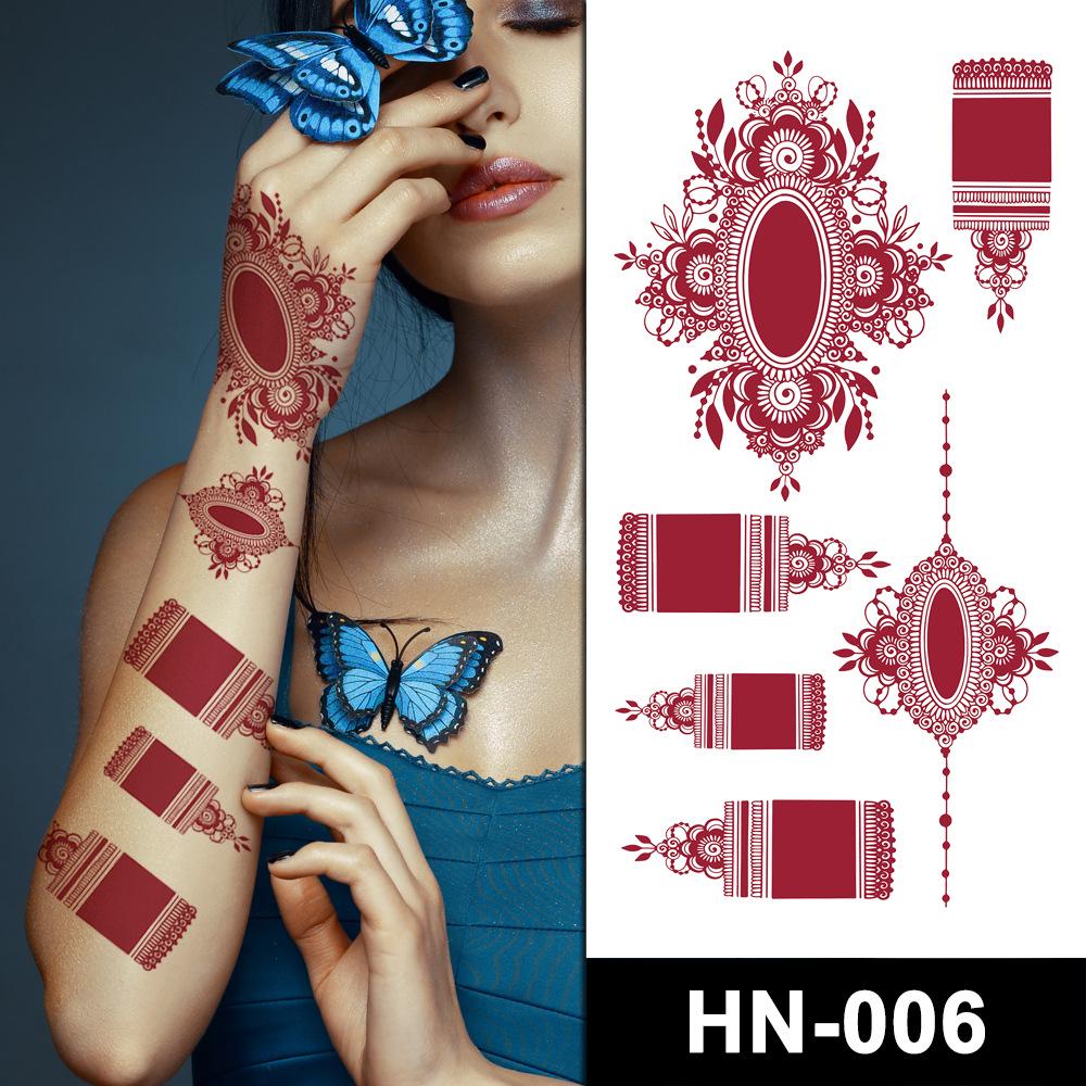 

HN Red Lace Henna Tattoo Stickers - European & American Style, Creative & Sexy Temporary Lace Tattoos 114x210 mm