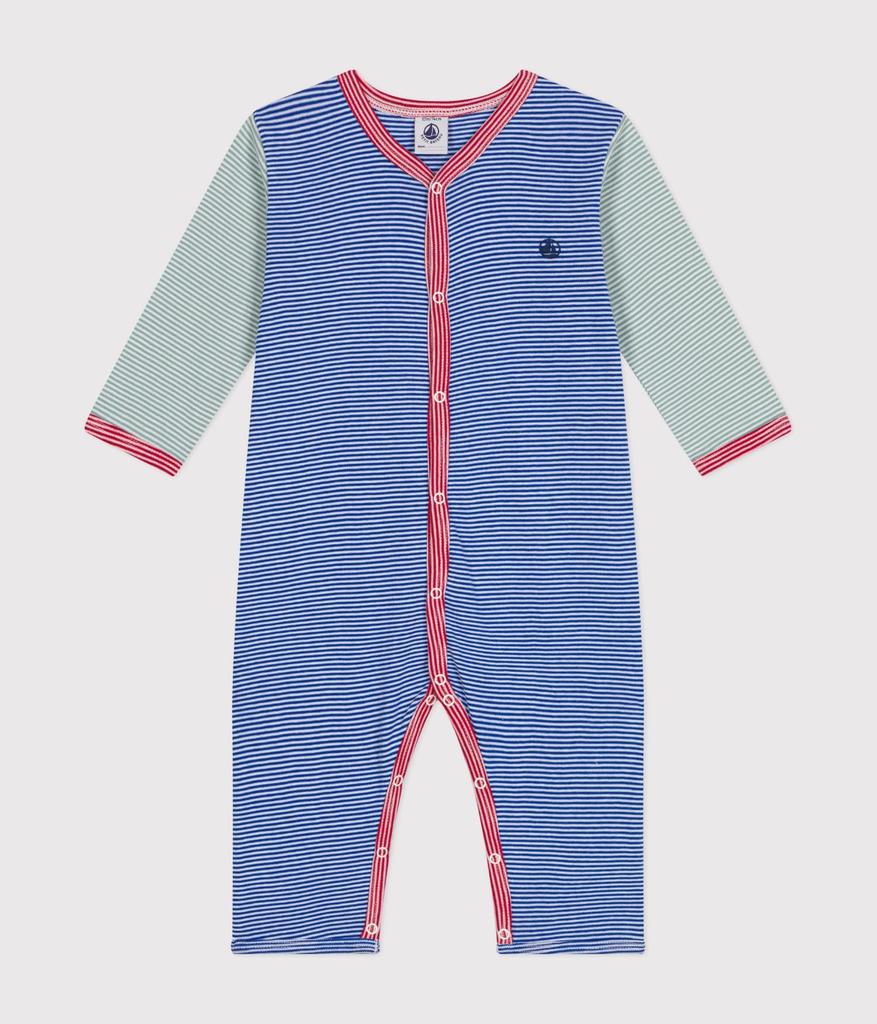 Footless Romper A0BB9 Light White 12 months 74cm [Petit Bateau] Blue/Off