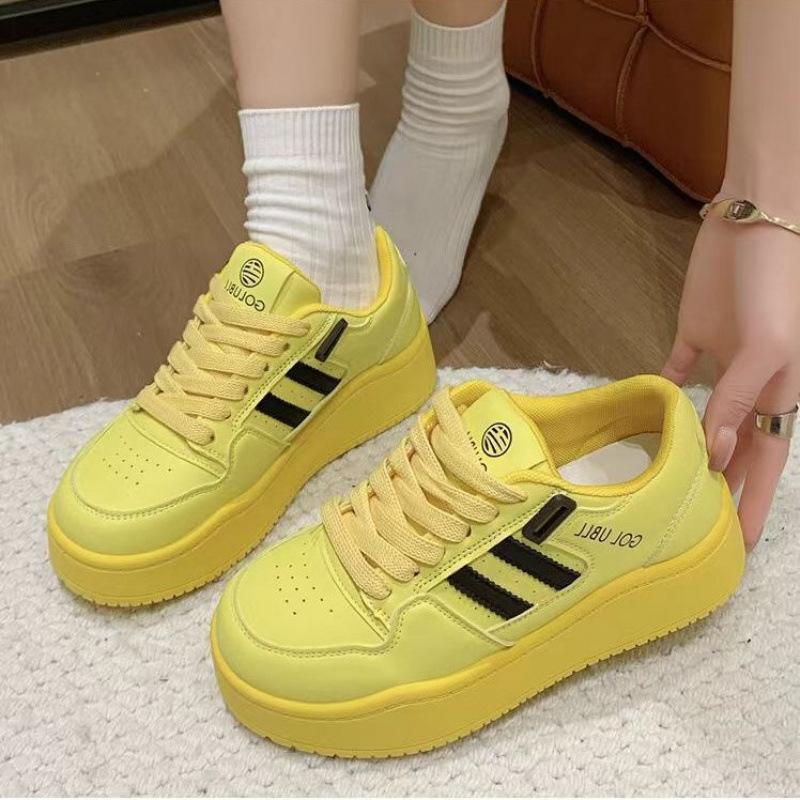 Yellow Board Shoes Women's 2025 New Spring and Autumn Summer Dopamine Platform Heightening Sports and Leisure Shoes Ins Trendy Shoes