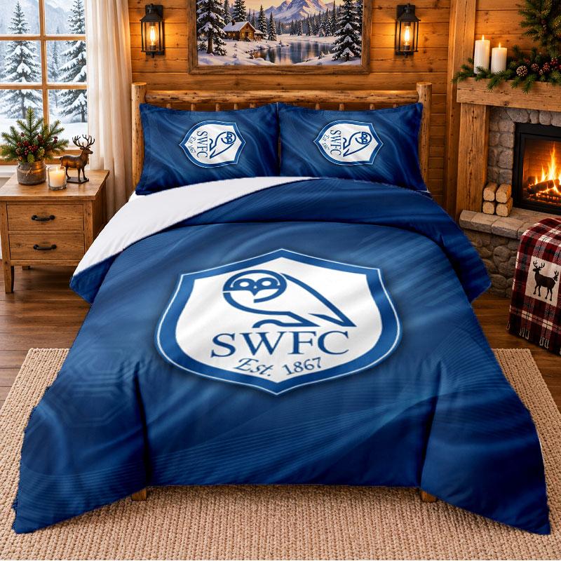 Printed 3Pcs Bedding Set Sheffield Wednesday Pattern Bed Sheet Pillowcase For Bedroom Decor