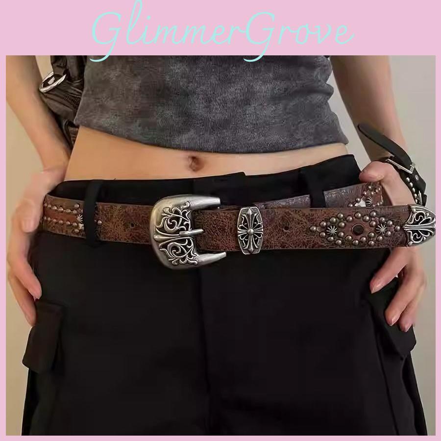 Vintage Style Brown Pu Leather Belt With Metal Pin Buckle For Fashionable Women
