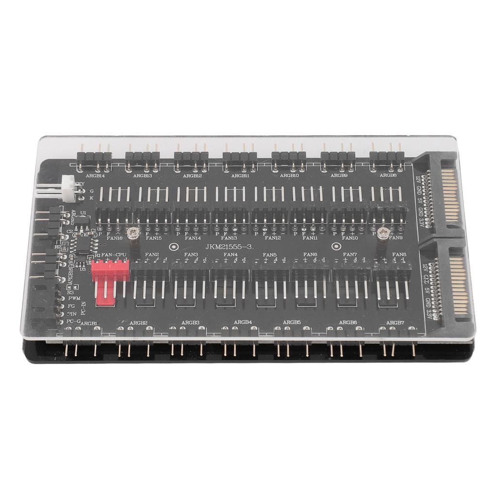 2 in 1 16 Way ARGB PWM Fan Hub SATA Interface Power Supply Magnetic 4Pin PWM 3Pin ARGB Case Fan Hub