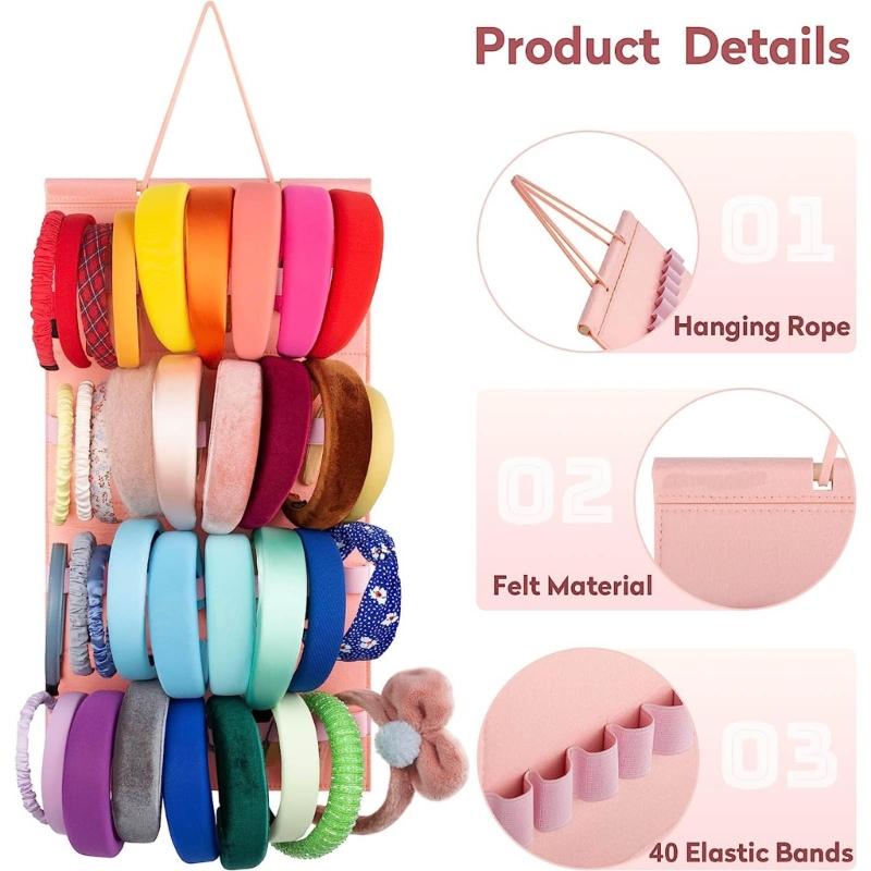 Stylish Headband Storage Rack Hair Accessories Felt Organizer Display Stand for Hairbands Hairclips and Bracelets