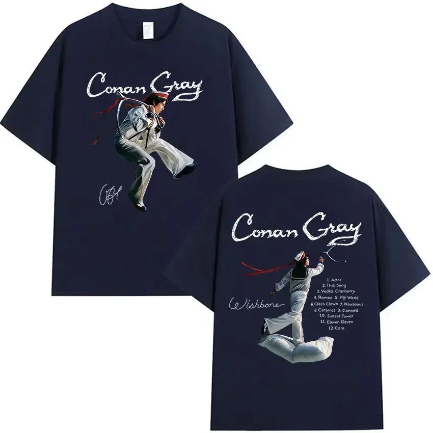 Conan Gray Wishbone World Tour 2026 T Shirt Men's Vintage High Quality Fashion T-shirts Man Hip Hop Short Sleeve Cotton T-shirt