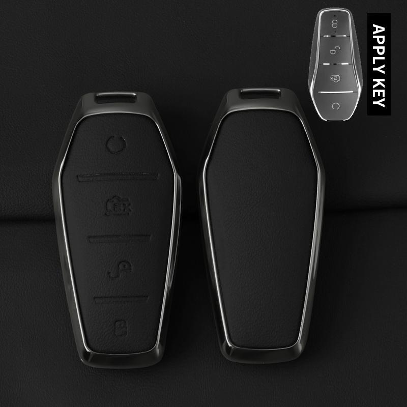 

Metal Leather Car Key Case Cover For Byd Atto 3 Song Pro Lied Han Ev Max Yuan Plus Tang Dm Qin Plus Protected Shell Fob Bag