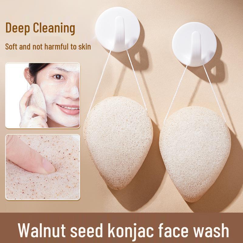 Walnusskern Konjac Gesichtspuff - Sanftes Peeling und Naturschwamm zur Reinigung
