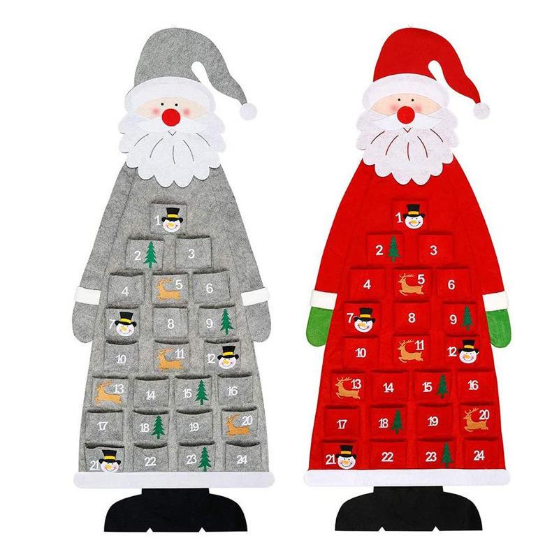 Christmas Felt Advent Calendar Wall Hanging Santa Advent Calendar with Pockets 24 Days Kids Toys For Children Christmas Gift