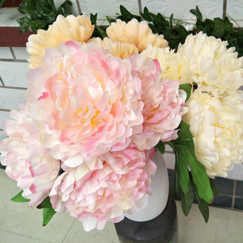Oversized Peony Silk Flowers With Artificial Blooms For Wedding Decorations