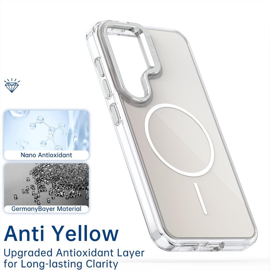 For Samsung Galaxy S25+ Case Compatible with MagSafe TPU+Acrylic Gradient Phone Cover with Kickstand