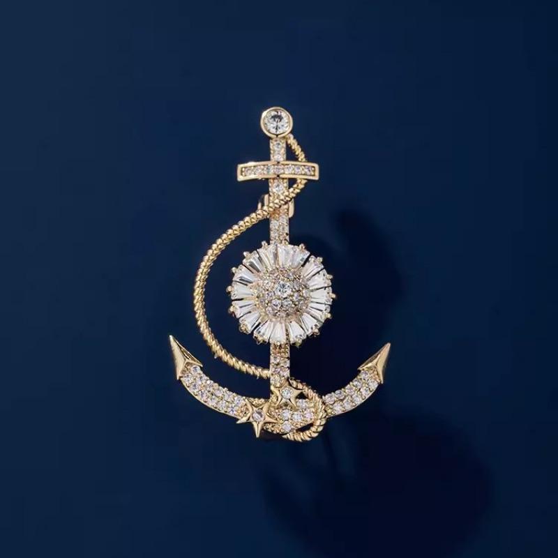 "Ride The Wind and Break The Waves Brooch, Personalized Anchor Brooch, Niche Design Sense Brooch, Suit Accessory.