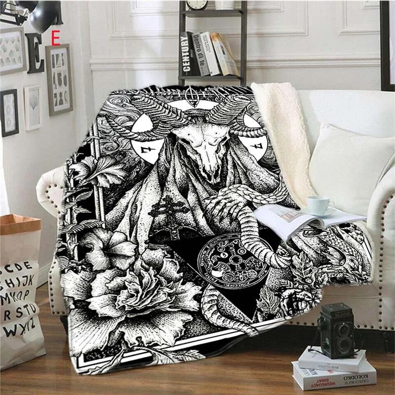 Stampa 3D Teschio Plaid Satanico Copriletto Tessili per la Casa Divano Stampa Coperta Pile Inverno Caldo Coperta Flanella Regalo di Compleanno