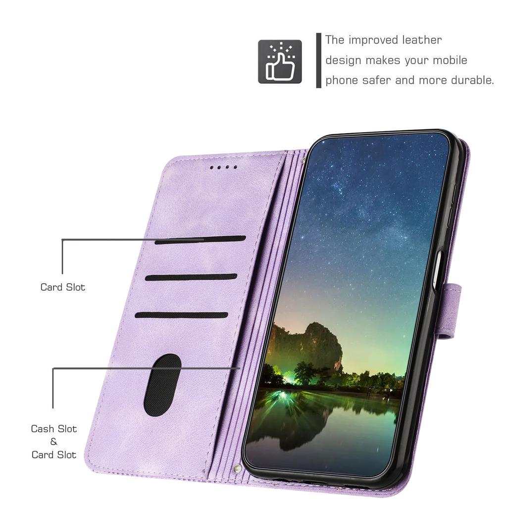 Leather Cover for Motorola Moto G Stylus 5G (2022),Triangle Imprint Wallet Stand Phone Case with Strap