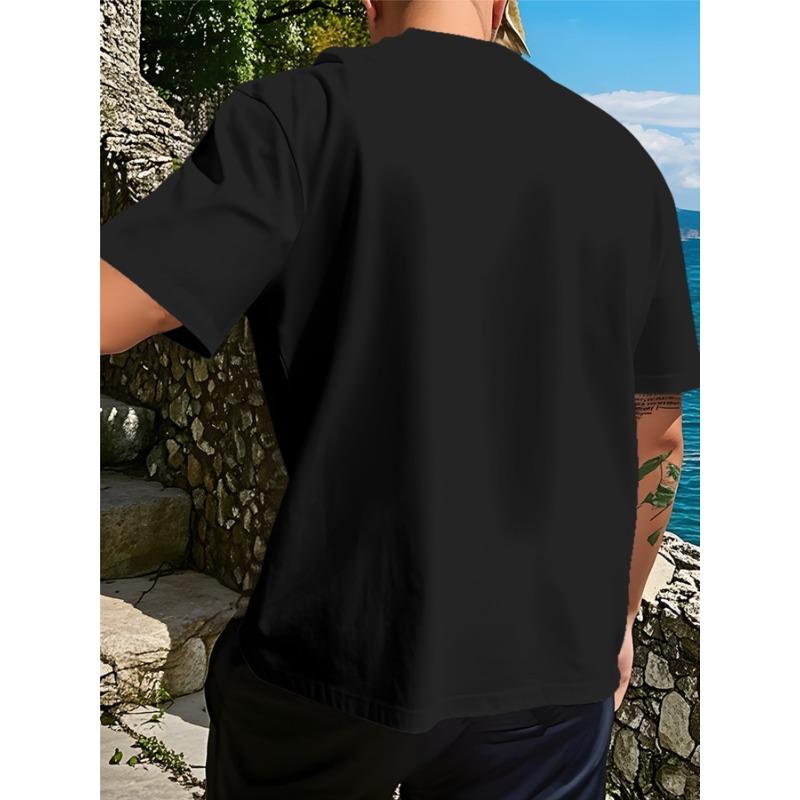 European Size Comfortable Sports T-Shirt for Men, Casual Athletic T-Shirt, Solid Color Print T-Shirt, Creatively Styled T-Shirt, Unisex