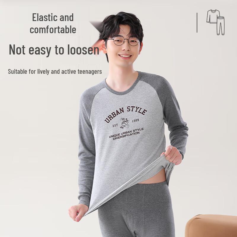 LANGSHA Boys' Pure Cotton Thermal Underwear Set