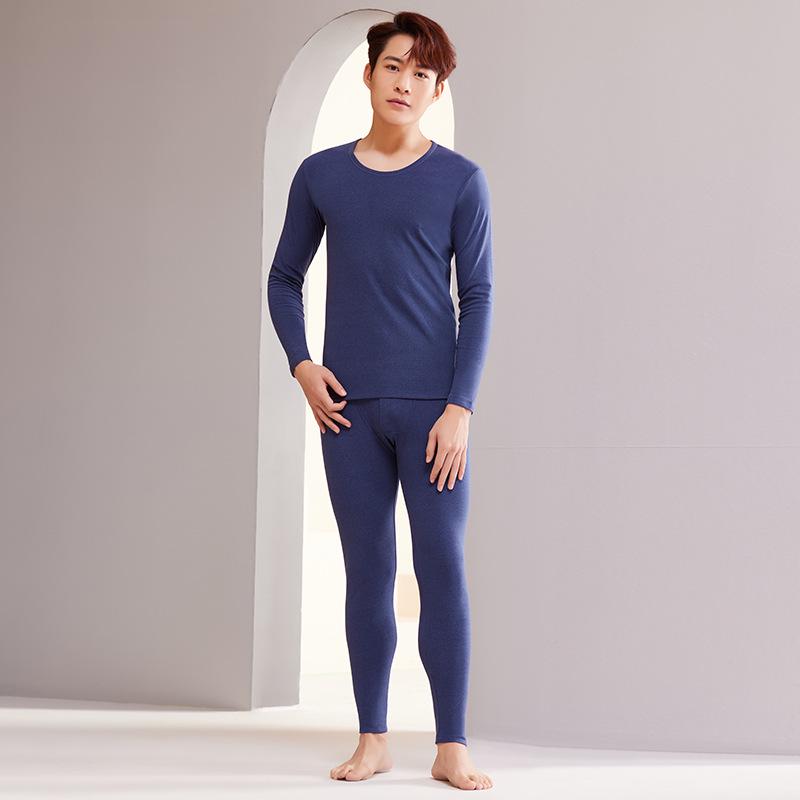 

Мужской термокомплект облегающего кроя с флисовой подкладкой и высоким воротником (Плюс Размер), Идеально подходит для холодной погоды L (100-120 Jin)