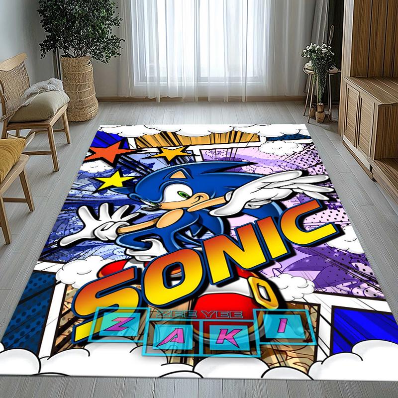 Retro S-Sonic Cartoon Games Living Room Non-Slip Area Rug Soft Carpet for Bedroom Kids Playroom Sofa,Home Decor Doormat Gift