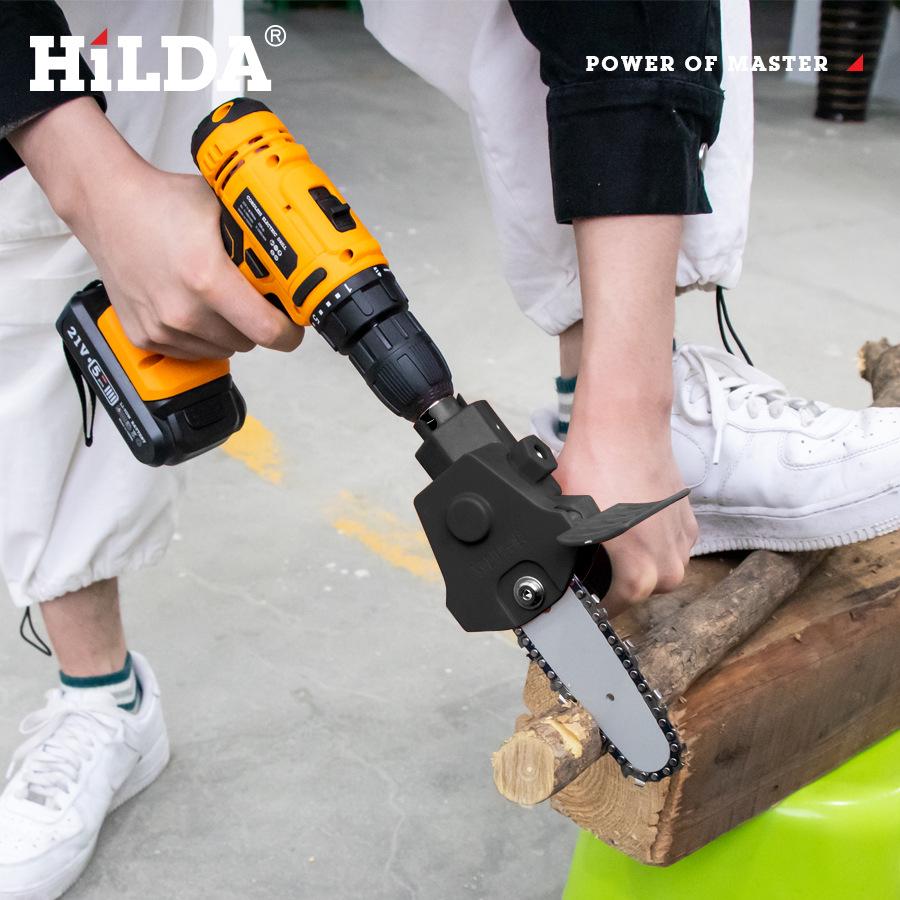 HILDA Electric Chain Saw & Drill: Portable Woodworking & Gardening Pruning Tool