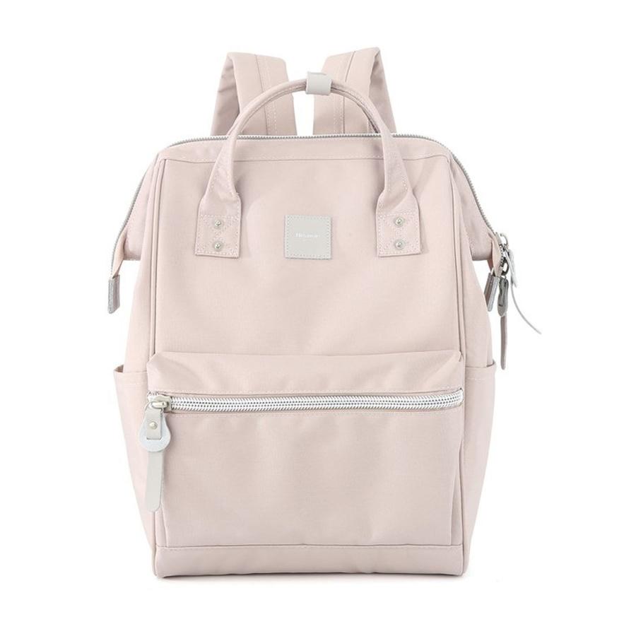 Plecak w kolorze pudrowego różu zawieszony na regulowanych szelkach i wyposażony w port USB - Himawari