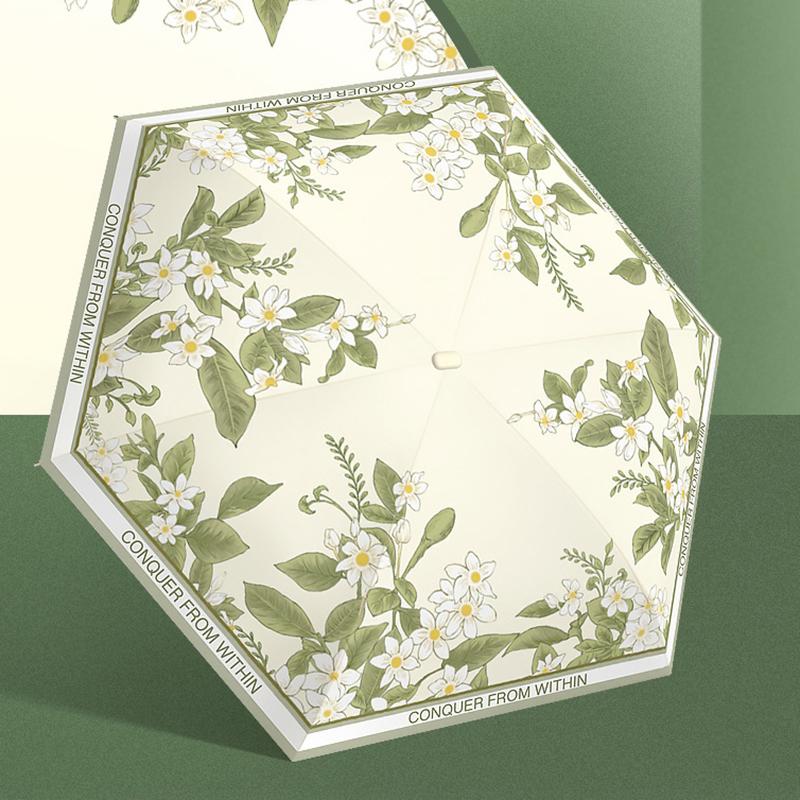 

Летний УФ-мини-зонт для женщин, карманный маленький складной зонт от солнца с цветами, двухслойный портативный ветрозащитный зонтик, зонтик 6K