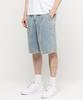 CHAMBROS Wide Non-Faded Single-Pleat Bermuda Denim Half Pants [Light Blue]