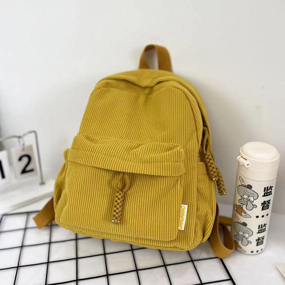 Sac à main Petits sacs d'école Couleur unie Sacs à livres pour étudiants Mode Sac à dos en velours côtelé Femmes