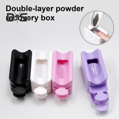 Nail Dip Powder Tray Double Layer Glitter Saver Container with Scoop Professional Nail Art Storage Recycling Case Nail Dipping Powder Recycling Tool
