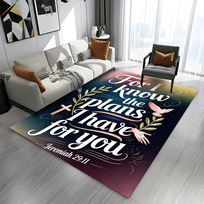 For I Know the Plans - Jeremiah 29:11 Patterned carpet a non slip rug suitable for all seasons and any setting, gift