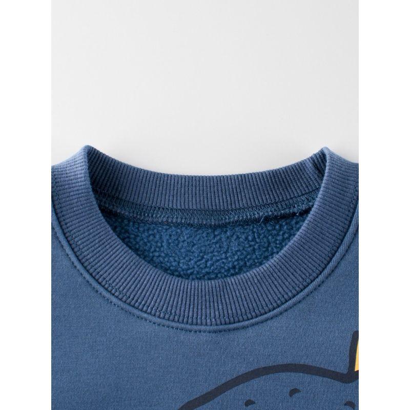 27Kids Children's Clothing Children's Fleece-Lined Sweater Boys Fleece Pullover Tops Baby Boys' round Neck Dinosaur Clothes